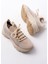 3001 Bej Bağcıklı Fileli Günlük Spor Ayakkabı 4