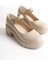 K-708 Bej Kırışık Rugan Tokalı Yüksek Tabanlı Loafer Ayakkabı 4
