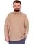 Mode Xl Büyük Beden Erkek Sweatshirtpolo Yaka Uzun Kol Waffle 23449 Bej 1