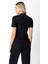Kadın V Yaka Dikişli Basic T-Shirt 61341 Siyah 4