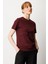 Kadın Sıfır Yaka Cepli T-Shirt 61340 Bordo 2