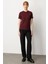 Kadın Sıfır Yaka Cepli T-Shirt 61340 Bordo 3