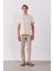 Ken Beli Lastikli Lycra Keten Chino Pantolon-Kahve Çizgili 2