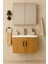 Luna 65 cm Camlı Üst Modül ve Seramik Lavabolu, Mdf Banyo Dolabı Takımı 1