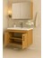 Luna 65 cm Camlı Üst Modül ve Seramik Lavabolu, Mdf Banyo Dolabı Takımı 3