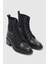 Veyora Hakiki Deri Bağcıklı Kadın Bot- Siyah 4