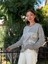 NC53761 Italyan Yazılı ve Taşlı Coton Sweatshirt Gri 1