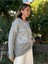 NC53761 Italyan Yazılı ve Taşlı Coton Sweatshirt Gri 2