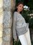 NC53761 Italyan Yazılı ve Taşlı Coton Sweatshirt Gri 5