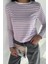 Kadın Bisiklet Yaka Çizgi Desenli Sweatshirt P-00018591 1