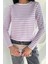 Kadın Bisiklet Yaka Çizgi Desenli Sweatshirt P-00018591 3