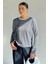 Kadın Bisiklet Yaka Çizgi Desenli Sweatshirt P-00018591 1