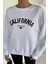 Kadın Bisiklet Yaka Ön Yazı Baskılı Şardonlu Sweatshirt P-00018612 3