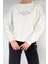 Kadın Ön Yazı Baskılı Bisiklet Yaka Şardonlu Sweatshirt P-00018608 1