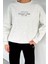 Kadın Ön Yazı Baskılı Bisiklet Yaka Şardonlu Sweatshirt P-00018608 3