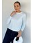 Kadın Bisiklet Yaka Çizgi Desenli Sweatshirt P-00018591 1
