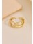 18 K Halka Zincir Altın Rengi Ayarlamalı Kadın Yüzük 3