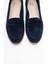 F02 Lacivert Süet Hakiki Deri Kadın Loafer Ayakkabı 6