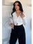 Kadın Çift Fermuarlı Crop Top Bluz P-00018510 2