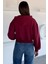 Kadın Ön Fermuarlı Kapüşonlu Çift Cepli Sweatshirt P-00018513 4