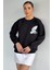 Kadın Ön ve Sırt Baskılı Bisiklet Yaka Üç Iplik Şardonlu Sweatshirt P-00018477 1
