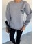 Kadın Ön ve Sırt Kelebek Baskılı Üç Iplik Şardonlu Bisiklet Yaka Sweatshirt P-00018482 3