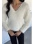 Kadın V Yaka Sakallı Yumoş Triko Bluz P-00018497 2