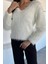 Kadın V Yaka Sakallı Yumoş Triko Bluz P-00018497 3