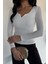 Kadın Likralı V Yaka Detaylı Bluz P-00018508 1