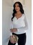 Kadın Likralı V Yaka Detaylı Bluz P-00018508 2