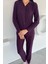 Kadın Düğmeli Desenli Süet Pijama Takımı P-00018489 1