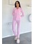Kadın Düğmeli Desenli Süet Pijama Takımı P-00018489 1