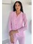 Kadın Düğmeli Desenli Süet Pijama Takımı P-00018489 3