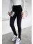 Kadın Yüksek Bel Kendinden Çizgi Desenli Paça Fermuar Detaylı Likralı Tayt P-00018472 1
