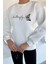 Kadın Kelebek Baskılı Bisiklet Yaka Üç Iplik Şardonlu Sweatshirt P-00018481 1