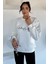 Kadın Kelebek Baskılı Bisiklet Yaka Üç Iplik Şardonlu Sweatshirt P-00018481 2