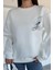 Kadın Ön ve Sırt Baskılı Bisiklet Yaka Üç Iplik Şardonlu Sweatshirt P-00018477 1