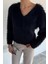 Kadın V Yaka Sakallı Yumoş Triko Bluz P-00018497 2