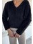Kadın V Yaka Sakallı Yumoş Triko Bluz P-00018497 3