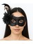 Allzey Siyah Renk Metalize Sim Görünümlü Parlak Tüylü Parti Maskesi 22X19 cm 1