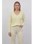 Sarı V Yaka Triko Kadın Kazak 2217 1