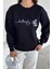 Kadın Kelebek Baskılı Bisiklet Yaka Üç Iplik Şardonlu Sweatshirt P-00018481 3
