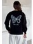 Kadın Kelebek Baskılı Bisiklet Yaka Üç Iplik Şardonlu Sweatshirt P-00018481 4