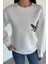 Kadın Ön ve Sırt Kelebek Baskılı Üç Iplik Şardonlu Bisiklet Yaka Sweatshirt P-00018482 3