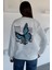 Kadın Ön ve Sırt Kelebek Baskılı Üç Iplik Şardonlu Bisiklet Yaka Sweatshirt P-00018482 4