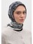 Secret Elegance Desen Pamuklu Viskon Eşarp Lacivert 3