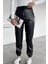 Kadın Bel ve Paça Lastikli Suni Deri Pantolon P-00018468 2