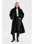 Kadın Kruvaze Kapama Oversize Uzun Kaban 4