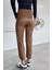 Kadın Bel ve Paça Lastikli Suni Deri Pantolon P-00018468 5