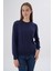 Kadın Lacivert %100 Organik Pamuk Bisiklet Yaka Triko Kazak Bluz TRIST-6101 1